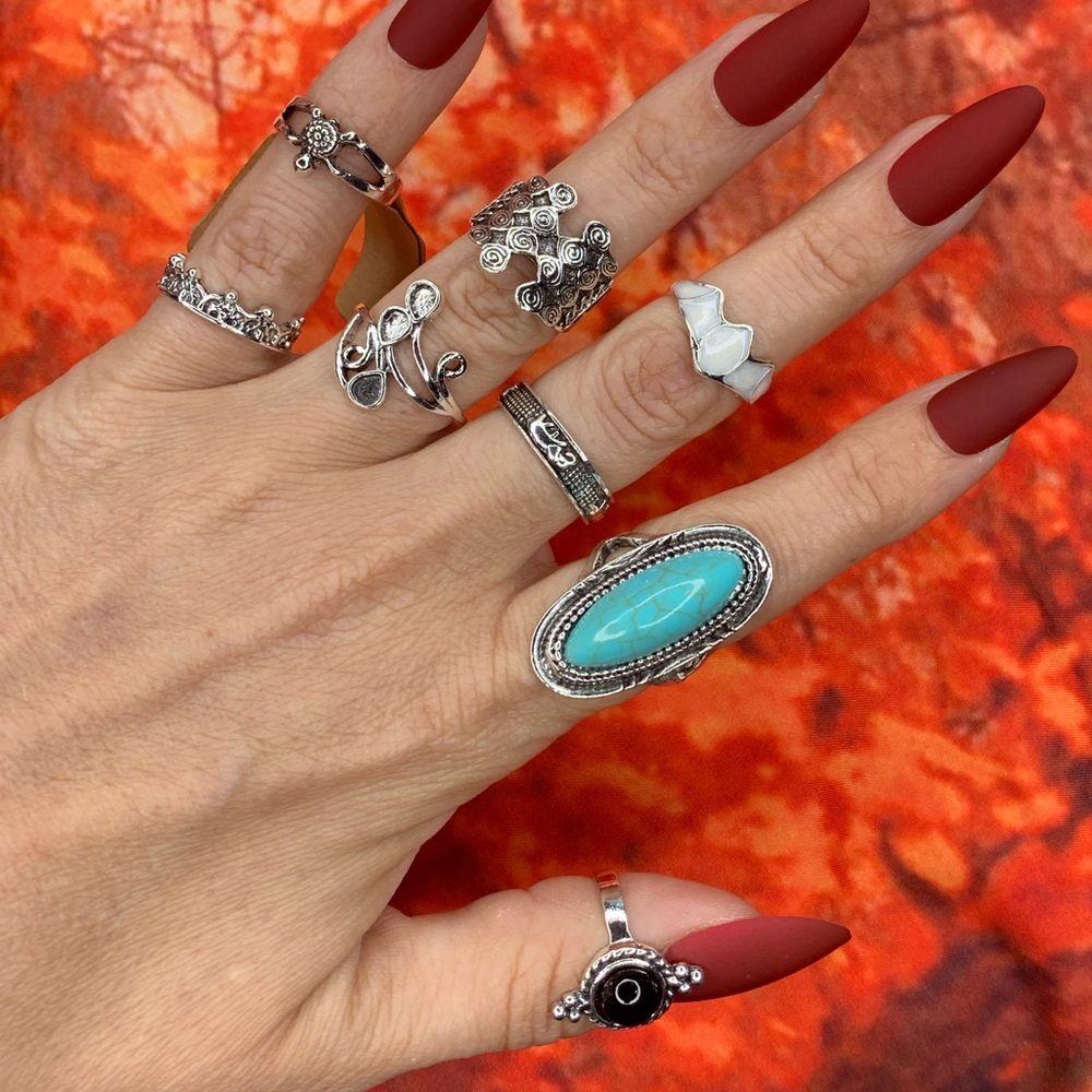 3/$10 NEW Boho Style Rings & MIDI Rings Design Mix / silver tone Bundle NWOT - Picture 2 of 6